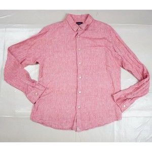 Untuckit shirt mens Large red heather certan de may long sleeve button up linen